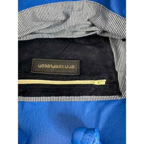 NEW Erin Templeton Rhombus Electric Blue Leather Shoulder Bag Zip Top - Picture 6 of 6